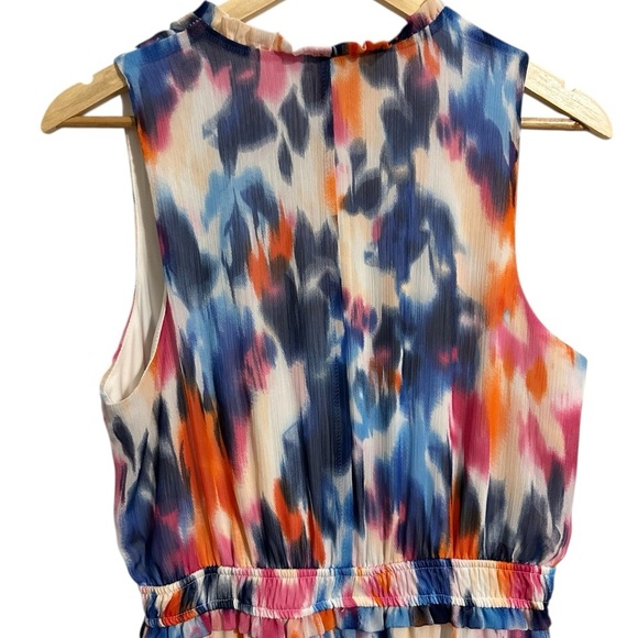 London Times Tie Dye Rainbow Watercolor Sleeveless Maxi Dress Size 12 - Picture 4 of 8